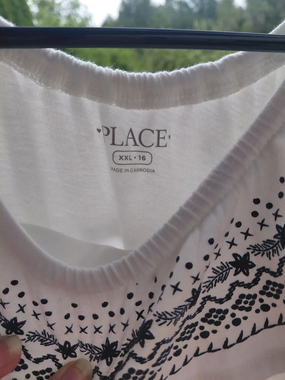 Children's Place White Dress with Navy Embroidered Floral Yoke